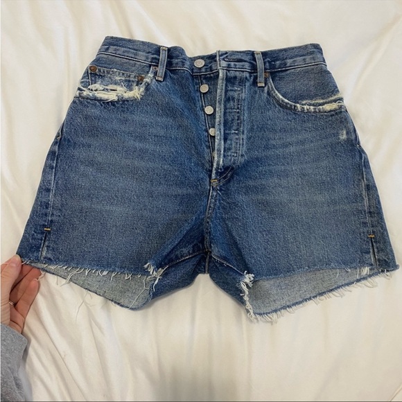 Agolde Dee Super High-Rise Denim Shorts in color precision, size 26 - Picture 7 of 8